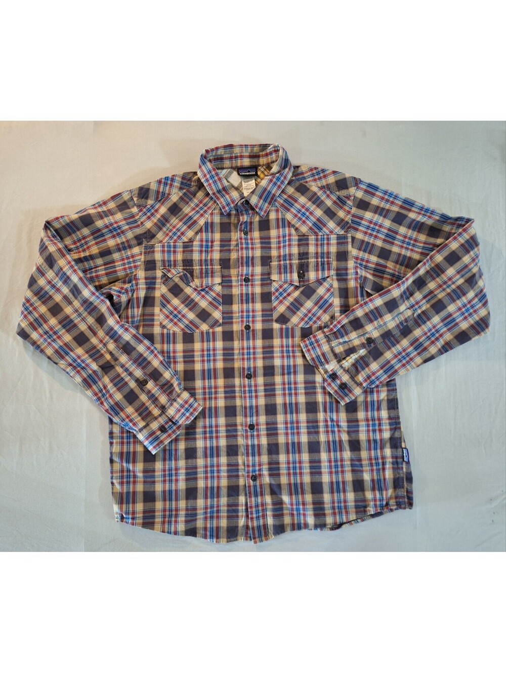 Patagonia Good Shirt Mens M Plaid 100% Organic Cotton Rip Stop Outdoor Hiking